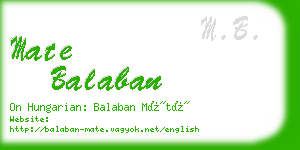 mate balaban business card